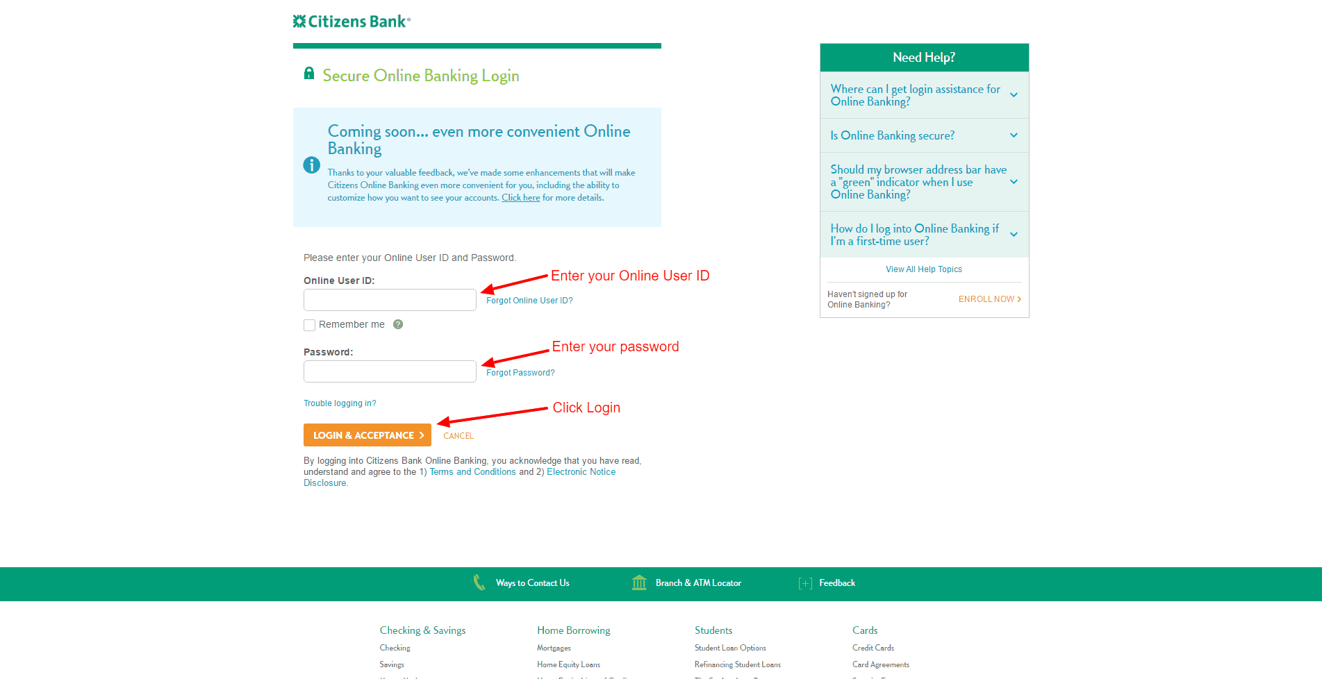 locked out of citizens bank online