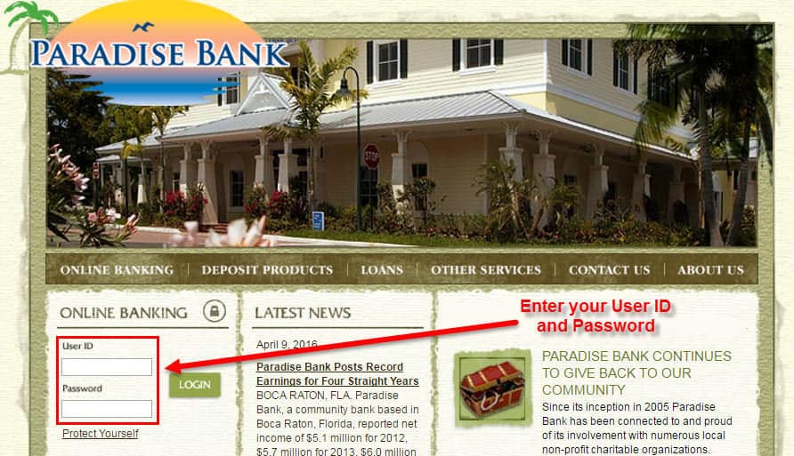 Paradise Bank Online Banking Login