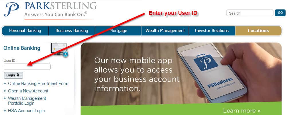 Park Sterling Bank Online Banking Login
