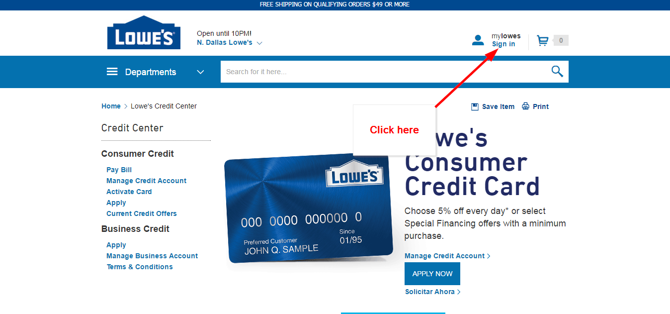 Lowe S Consumer Credit Card Online Login CC Bank   Lowe 