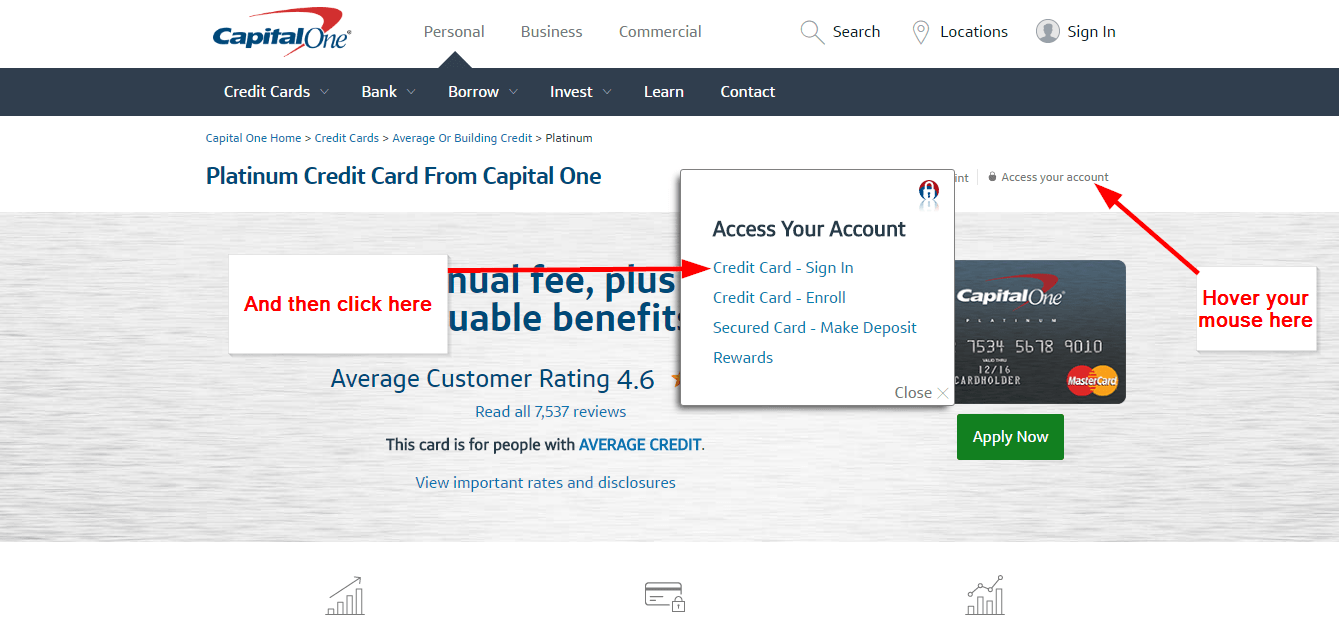 Capital One Platinum Credit Card Online Login Cc Bank