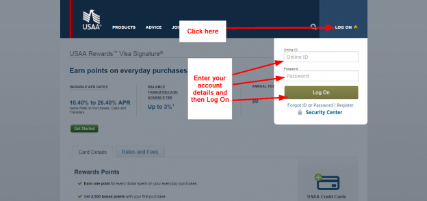 USAA Rewards Visa Signature Card Online Login CC Bank   Usaa 624x294 