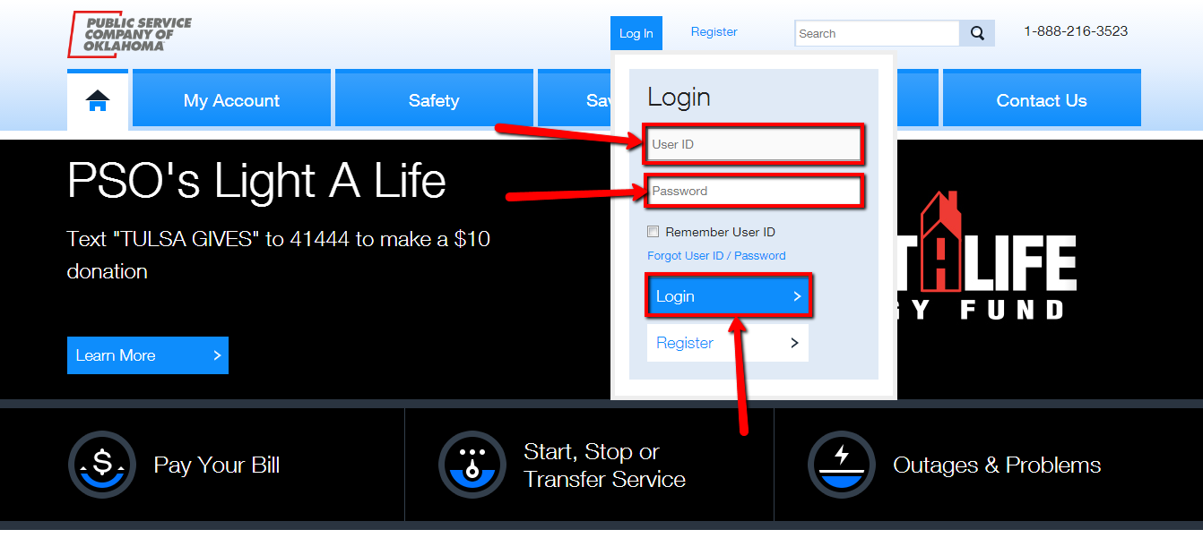 PSO (Public Service Company of Oklahoma (AEP)) Online Bill Pay Login