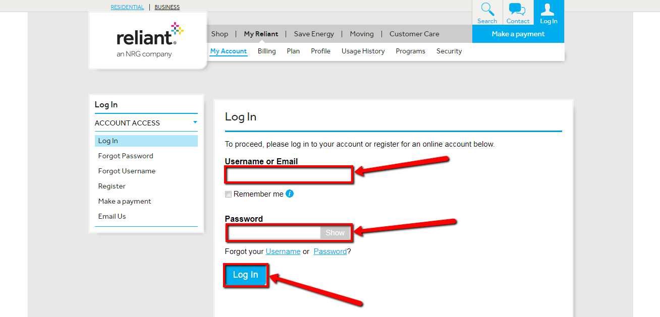 Reliant Energy Online Bill Pay Login CC Bank