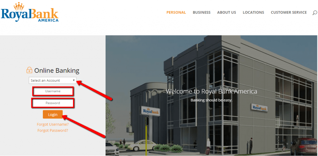 Royal Bank America Online Banking Login CC Bank