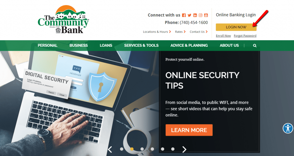 community bank online login