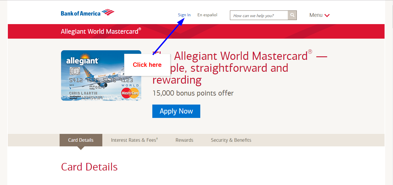 Allegiant World Mastercard Credit Card Online Login CC Bank