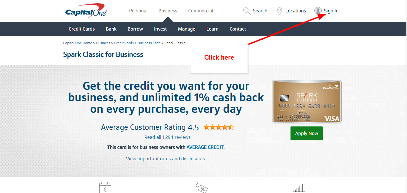 capital one spark login