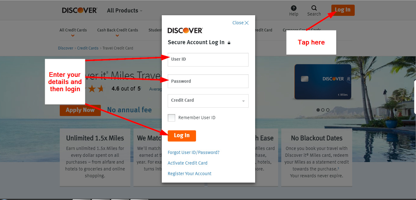 Discover It Miles Travel Credit Card Online Login Cc Bank