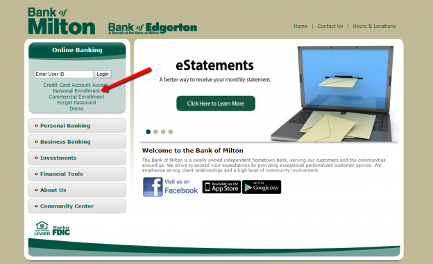 bank of milton login