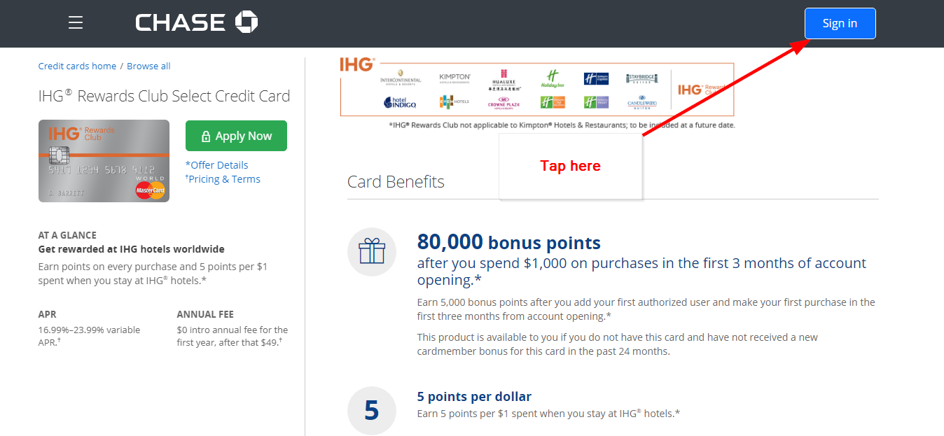 IHG Rewards Club Select Credit Card Online Login CC Bank