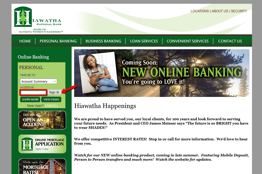 Hiawatha National Bank Online Banking Login