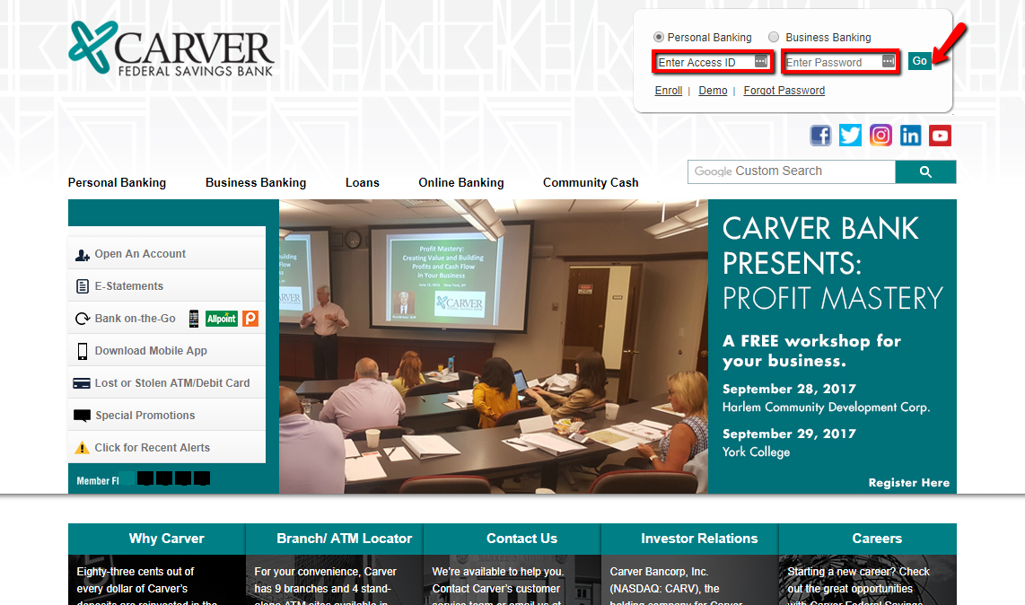 Carver Federal Savings Bank Online Login