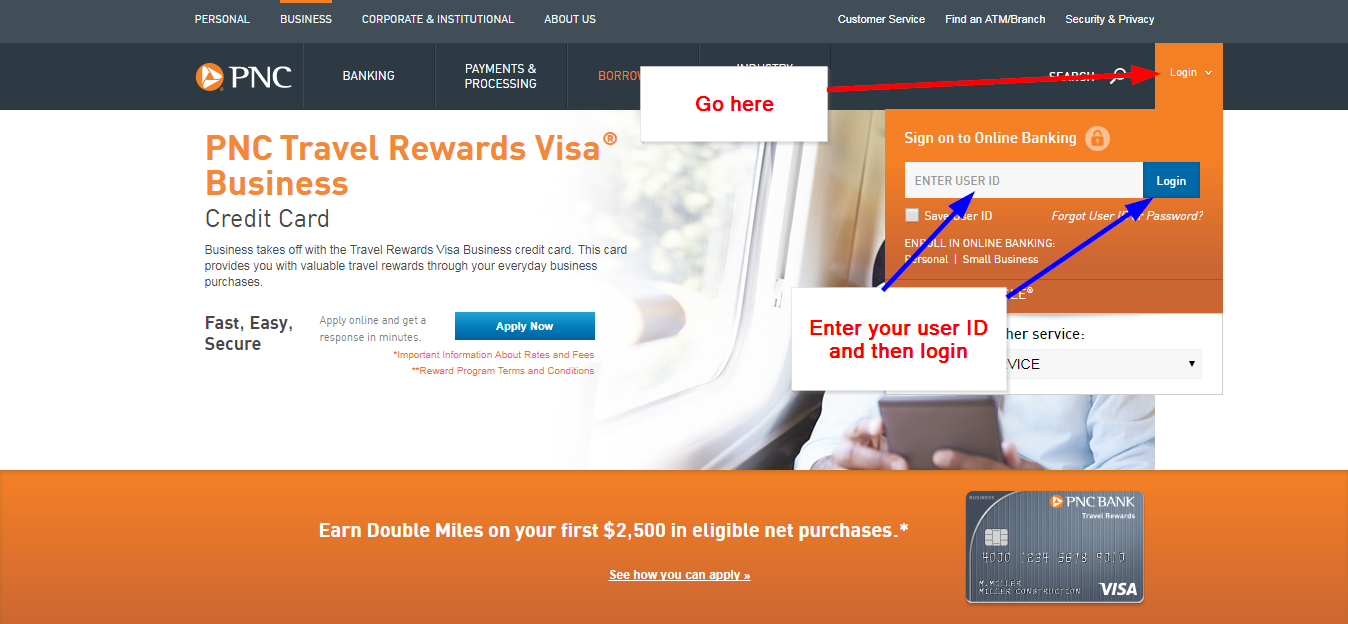 PNC BANK Travel Rewards Visa Business Online Login - CC Bank