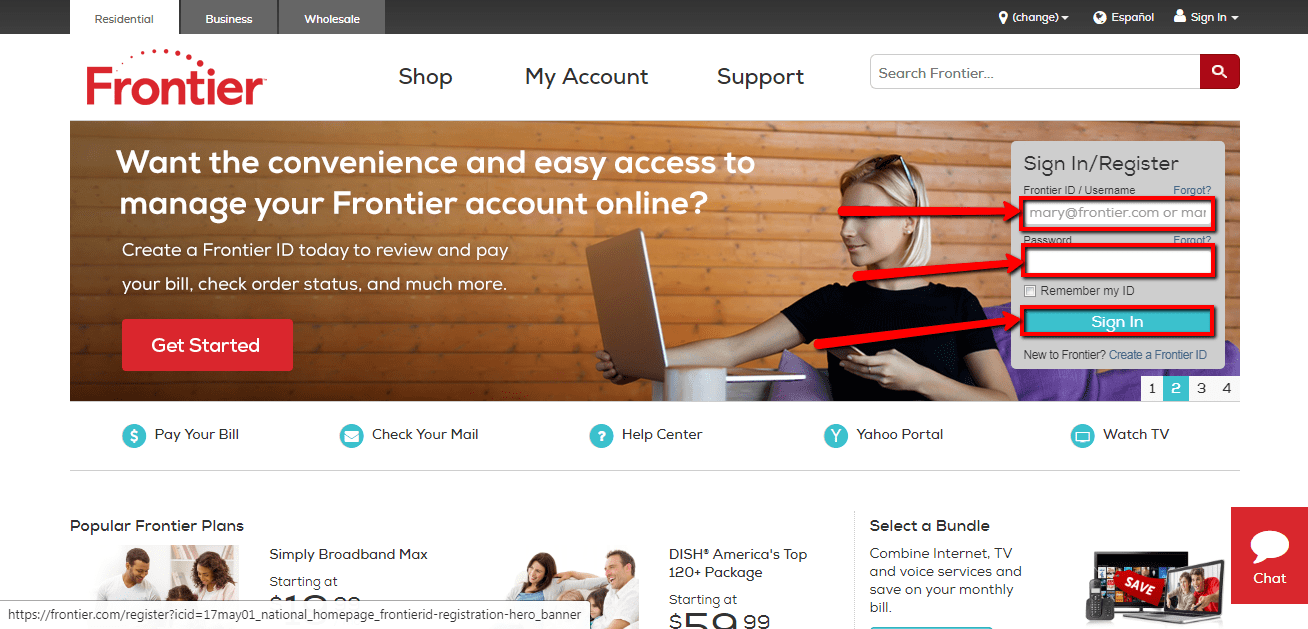 Frontier Communications Online Bill Pay / Login CC Bank