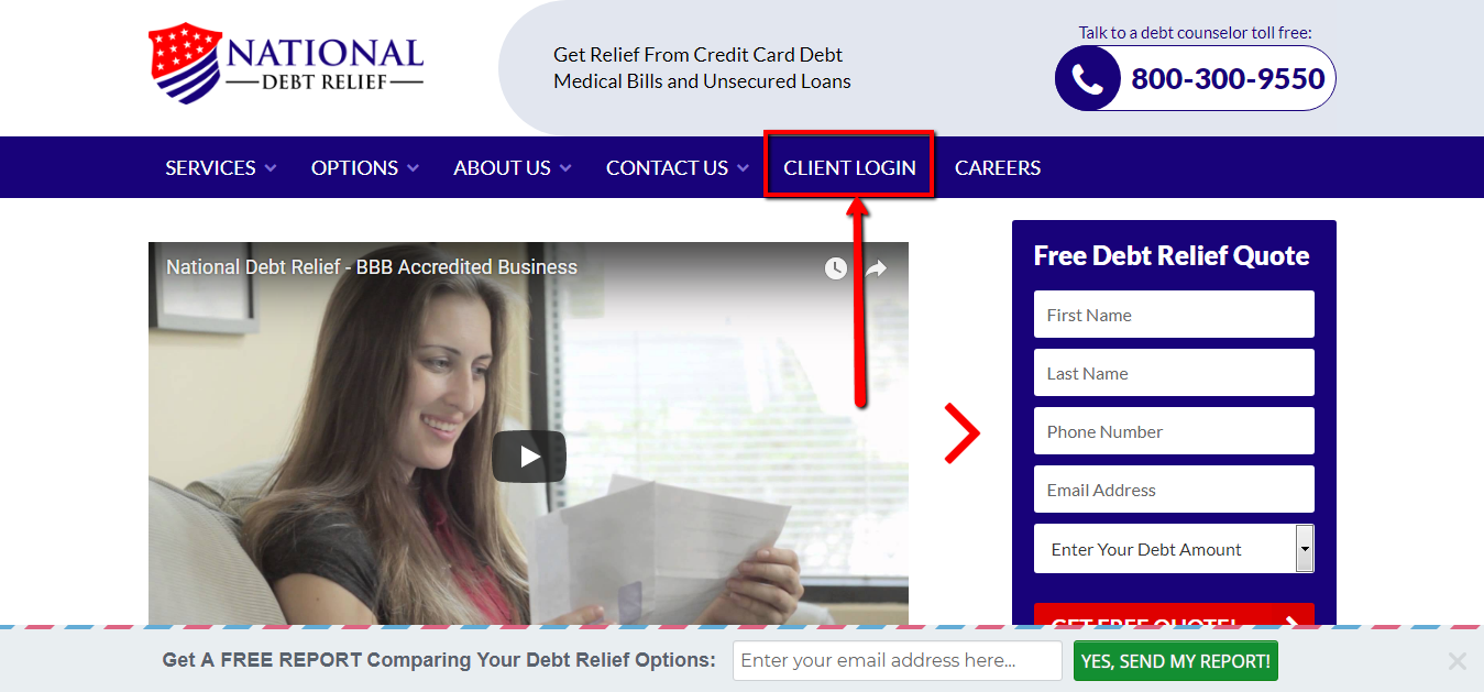 National Debt Relief Client Login CC Bank