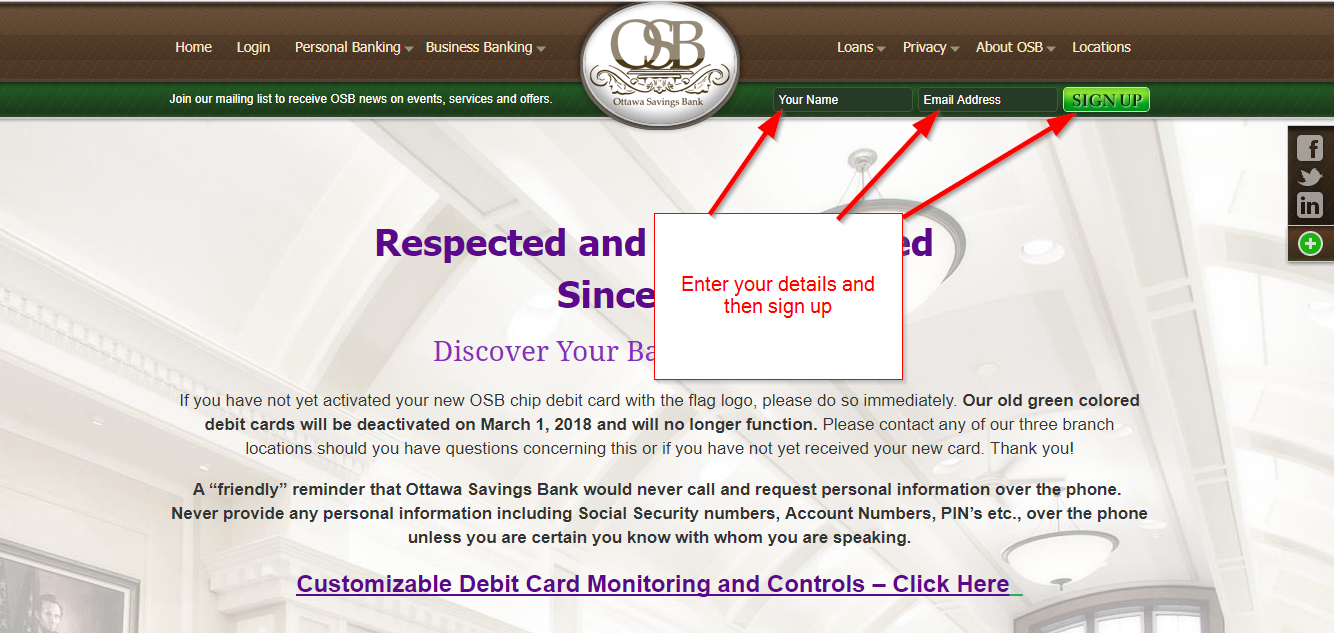 Ottawa Savings Bank Online Banking Login CC Bank