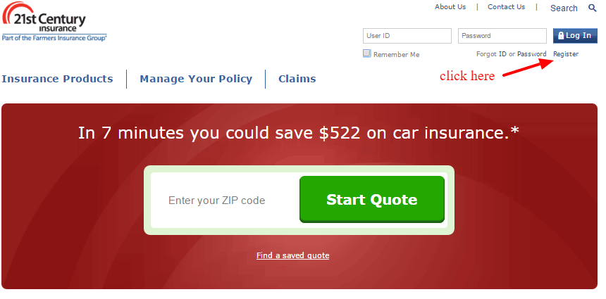 21st Century Auto Insurance Register Online