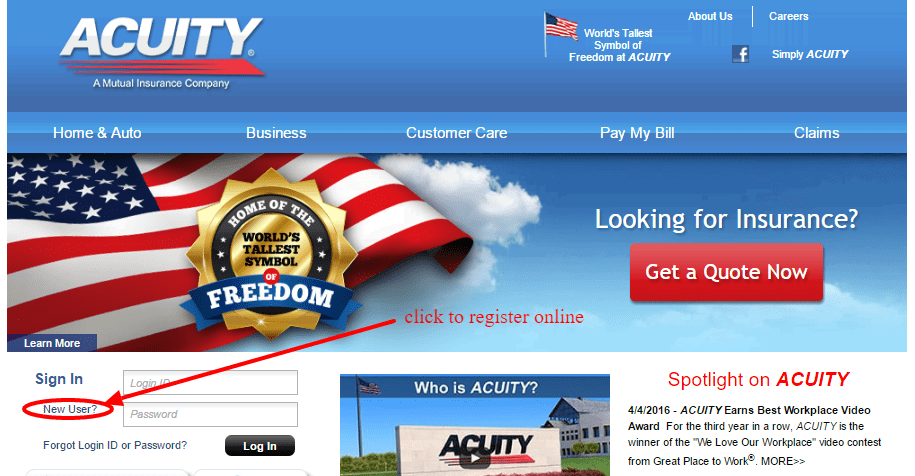 ACUITY Insurance online registration