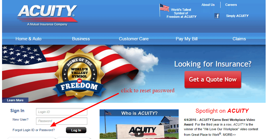  ACUITY Insurance password reset