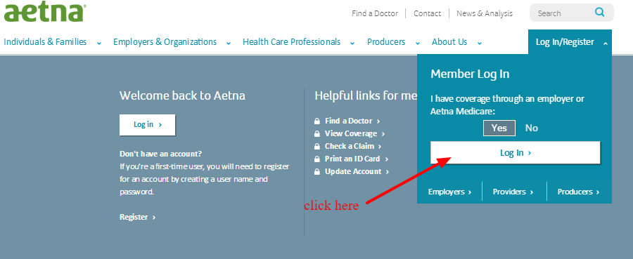 Aetna Login Button