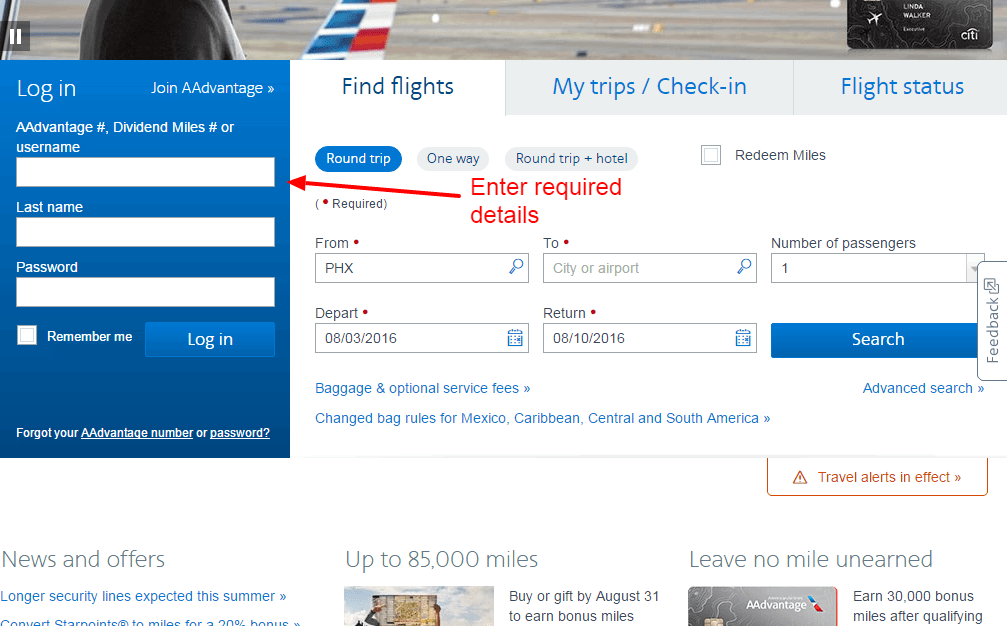 American Airlines LOGIN