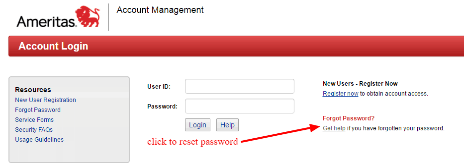 Ameritas Pass-reset