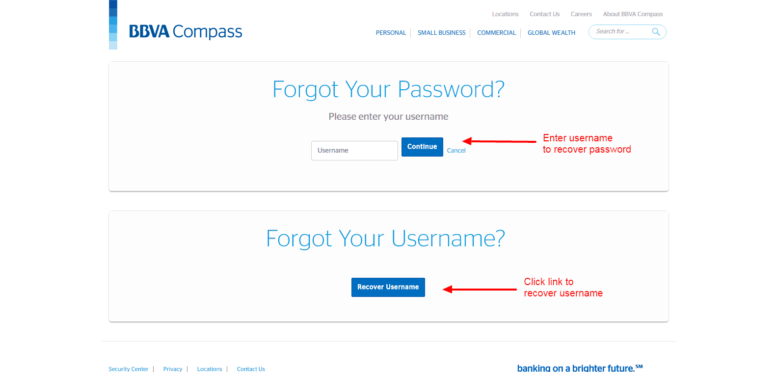 loss username and password compass account