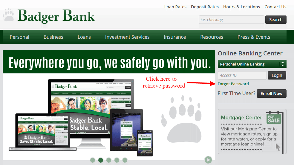 Badger Bank Forgot Password