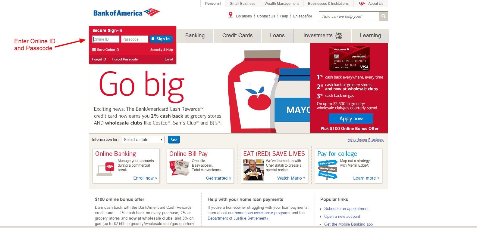 Bank of America login