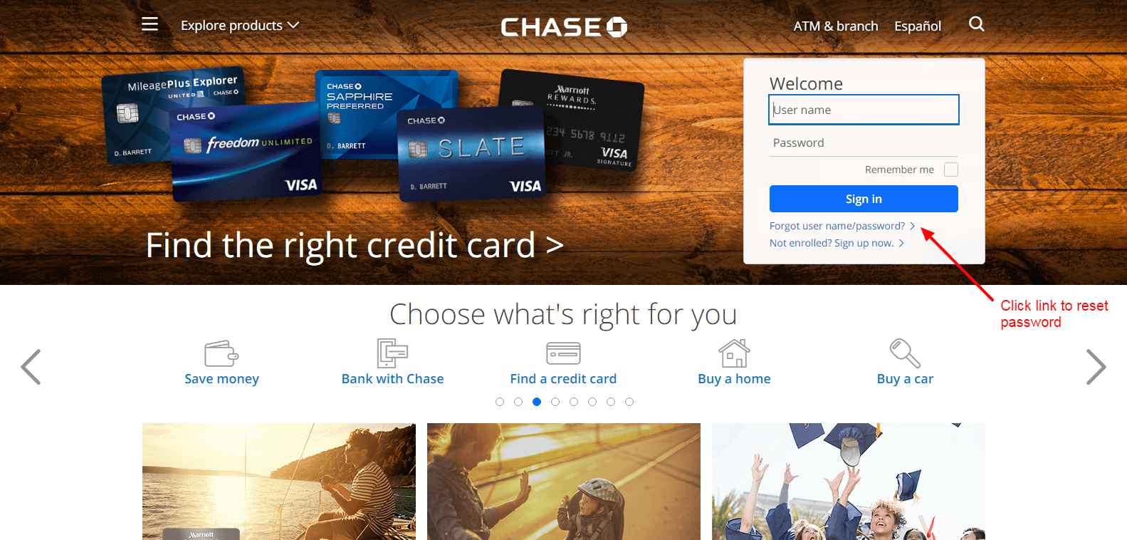 chase freedom login page