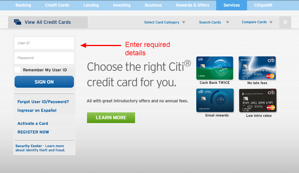 citi travel credit card login