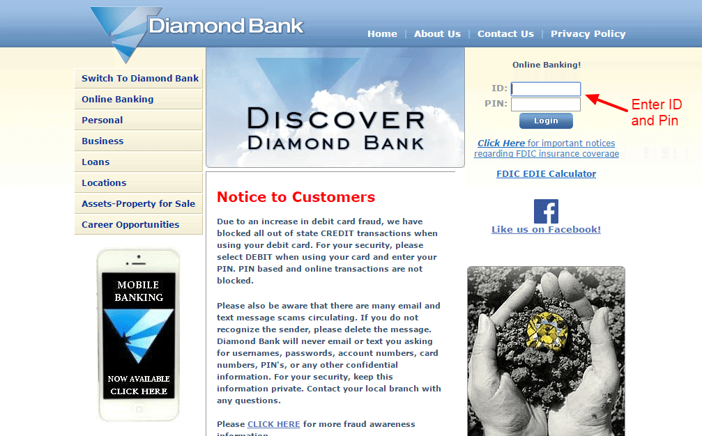 Diamond Bank login