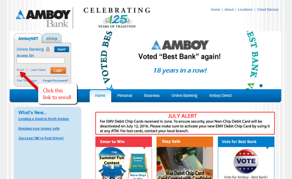 Amboy Bank Online Banking Login CC Bank