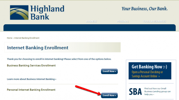 highland bank chanhe of address
