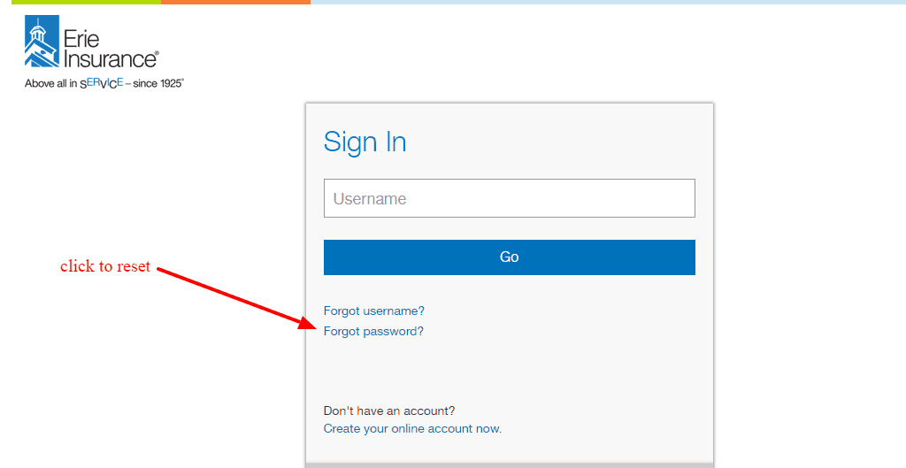 Erie forgot password