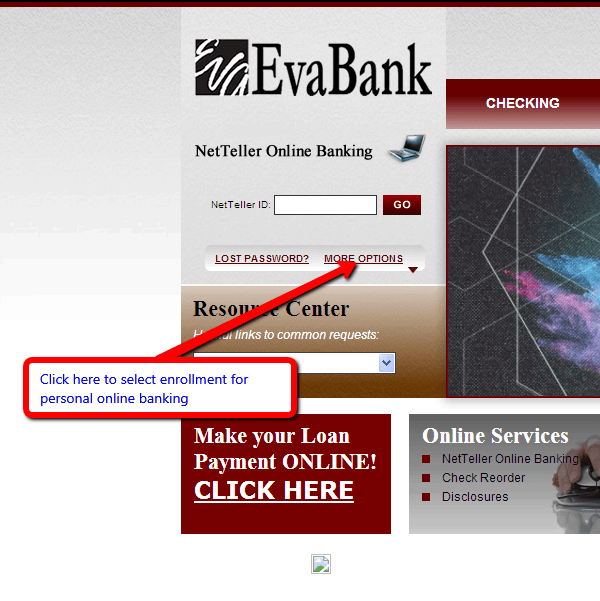 EvaBank Online Banking Login CC Bank