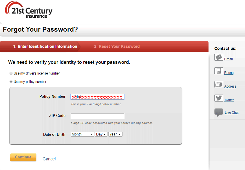 Forgot Your Password 21st Century Insurance