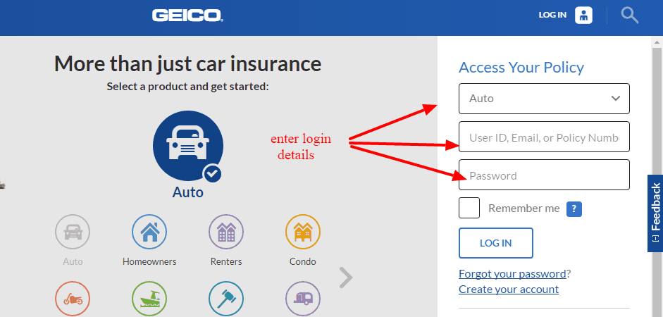 GEICO account login