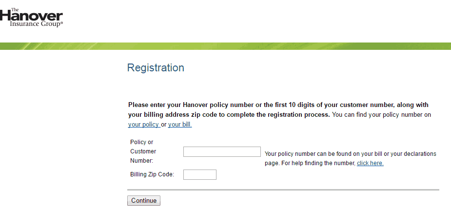 Hanover Insurance new user