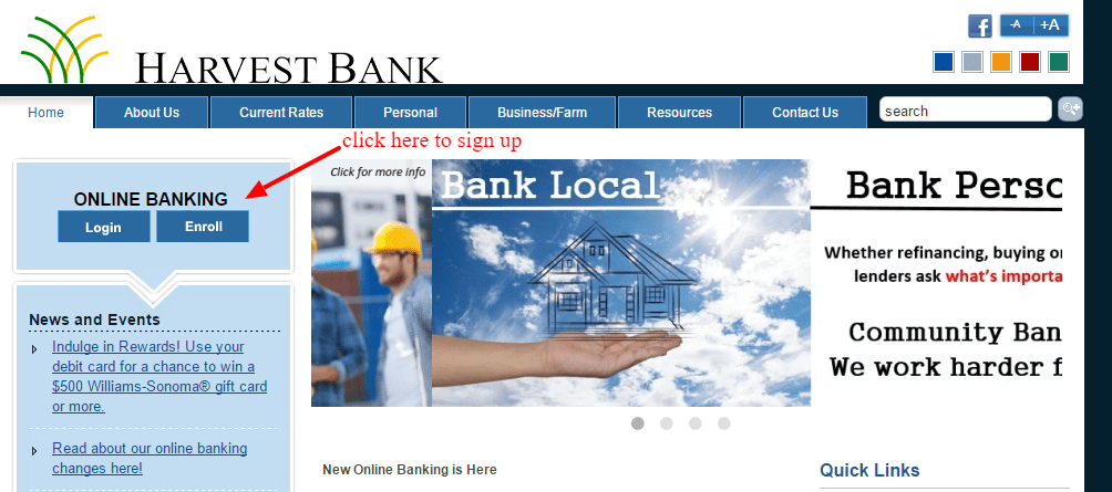Harvest Bank Enroll