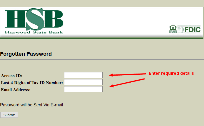 Harwood State Bank Reset Password