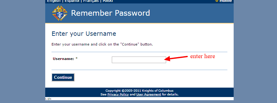 KOFC Remember Password