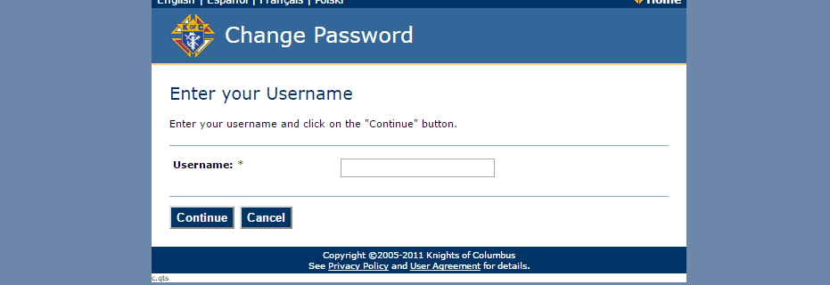 KOFC change password