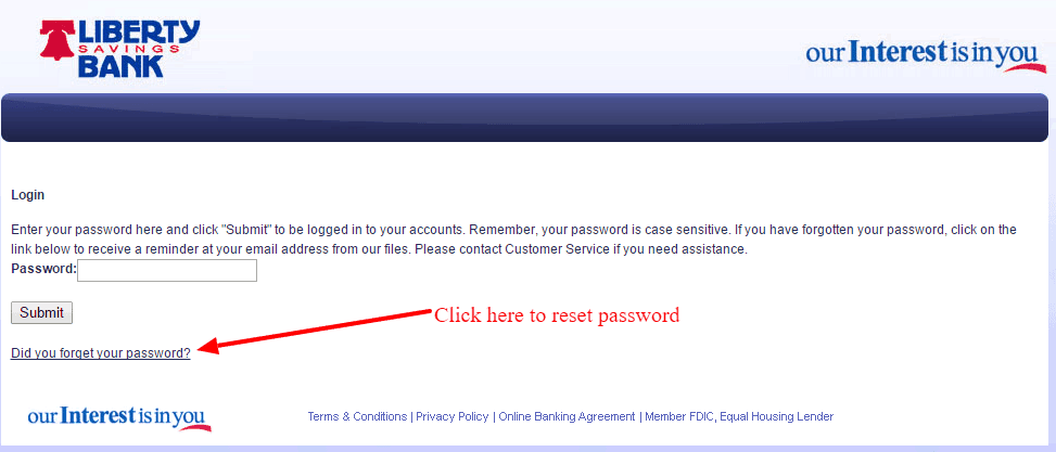 Liberty Savings Bank Password Reset Link