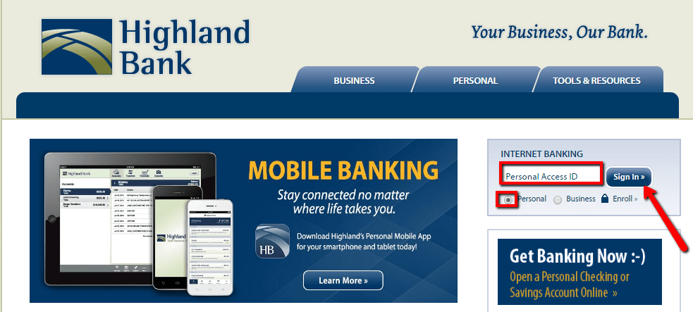 Highland Bank Online Banking Login