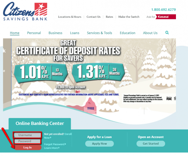 Citizens Savings Bank Online Banking Login CC Bank