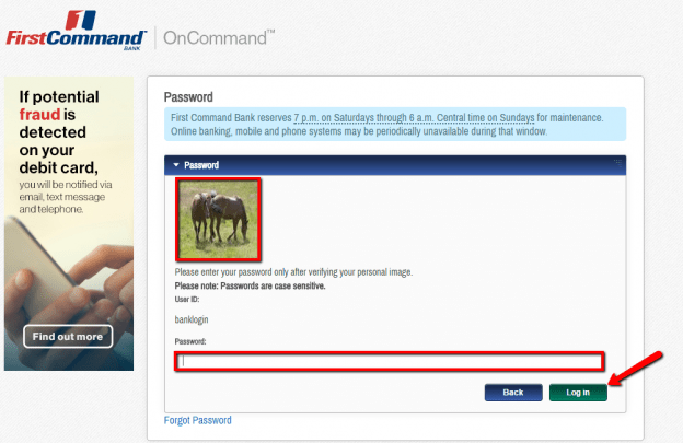 First command bank online banking login cc bank