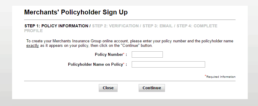 Merchants Policyholder Sign Up