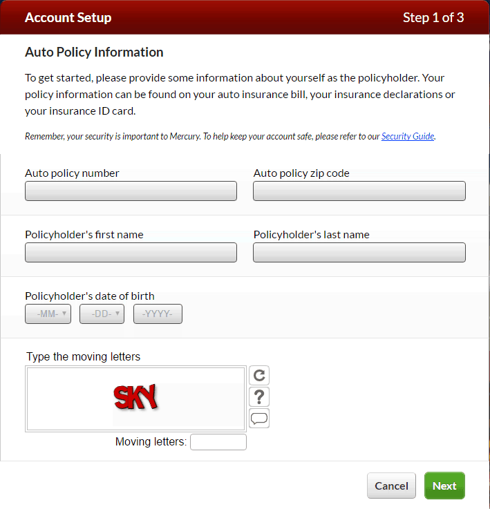 Mercury Insurance new user